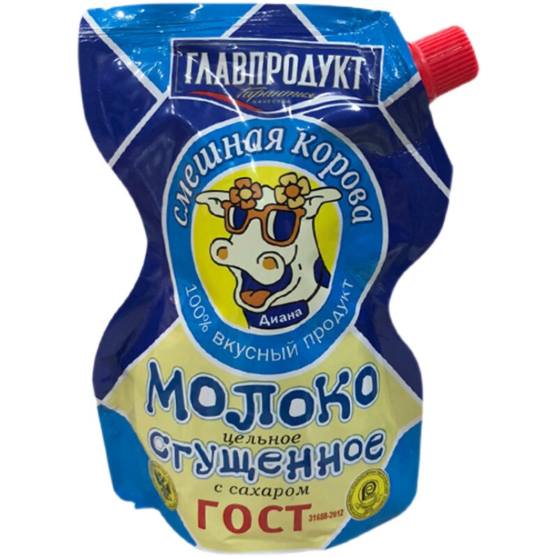 Молоко сгущенное главпродукт смешная корова с сах. мдж 8.5% 250г (4606180010653)