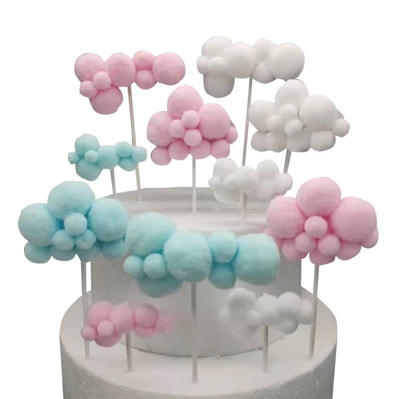 New creative hair ball Cloud cake decoration plug-in card Cloud short long version plug-in card Flag arch hair ball plug-in card