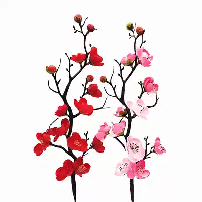 Chinese style plum cake decoration plug-in red pink plum blossom branch old man birthday cake decoration card