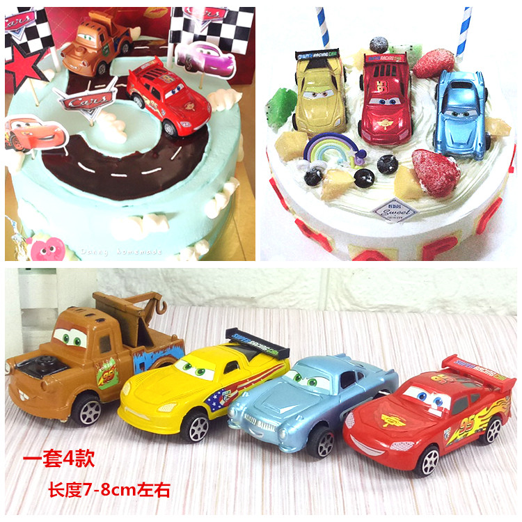 Small car 4 Toy Car Small Sports Car Sedan Children Cartoon Sitcom Cake Inserts Decoration Pendulum
