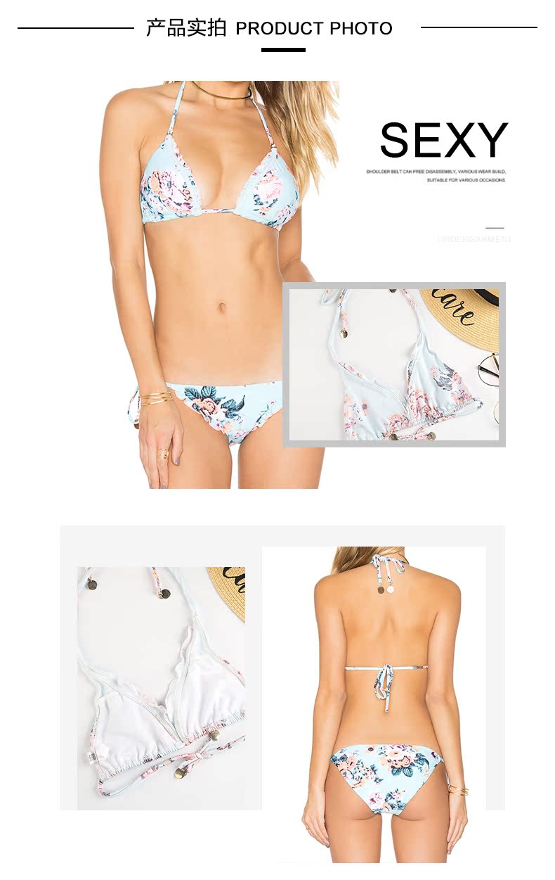 Muofanne / Moffin Thời trang châu Âu và Mỹ gợi cảm đồ lót ren in bikini quần lót su