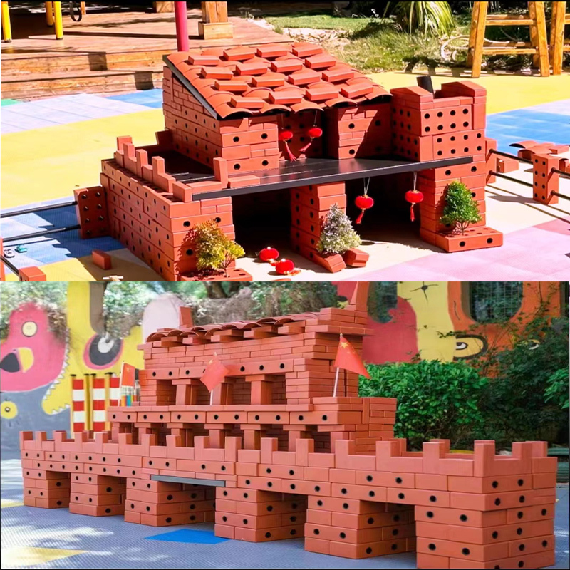Red Brick Construction Area Kindergarten Brick Building Master Outdoor Eva Soft Building Blocks Brick Toy Anji Games