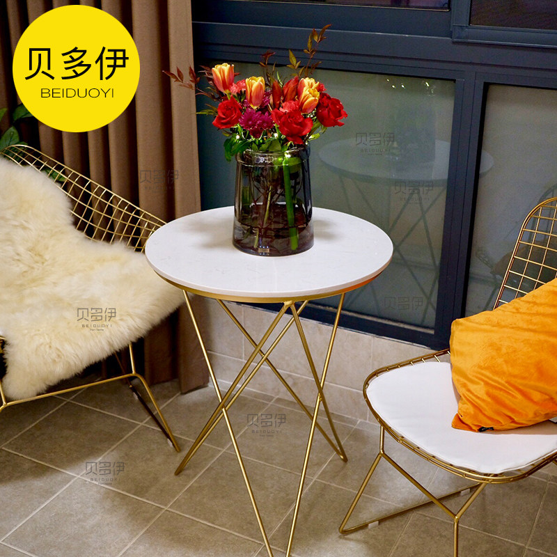 Nordic rockboard tea table minimalist modern living room sofa edge a few round coffee bar Balcony Marble Small Round Table