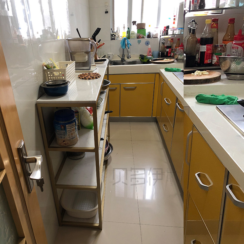 Nordic Marble Kitchen Shelve With Wall Multilayer Kitchen Edge Cabinet Containing Provincial Space Small Family Slim strip narrow table