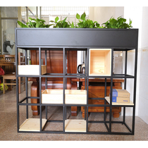 Iron Art Partition Shelf Office Industrial Wind Cafe Cafeteria Restaurant Decorated Screen Holder Green Plant Short Exhibition Shelf
