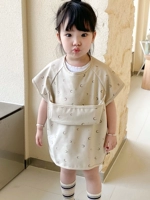 Детский водонепроницаемый нагрудник без рукавов, фартук для еды для раннего возраста, сзади на завязках, анти-грязь, с карманом