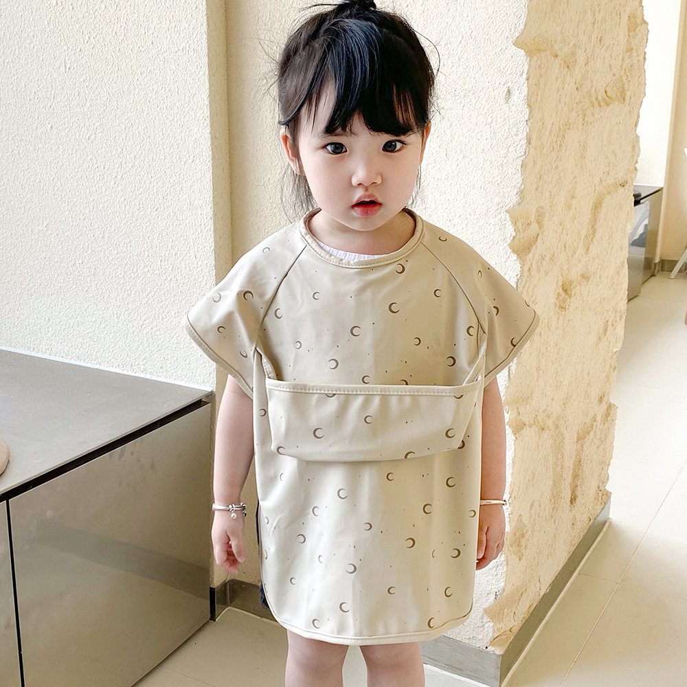 デンマークの子供用ノースリーブ防水オーバーオール、ベビーリバースウェア、食事用よだれかけ、エプロン、幼児用防汚服、ライスポケット