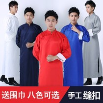 Long shirt mens Republic of China mens clothing large size robe Mandarin coat Chinese best man clothing retro Chinese style cross talk suit