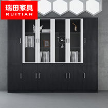 Cabinet wood with lock information cabinet Archives cabinet Guangzhou Plate Office Bookcase With Glass Door