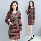 Осеннее платье, длинный приталенный корсет, лонгслив, юбка, 2021 года, средней длины, в цветочек