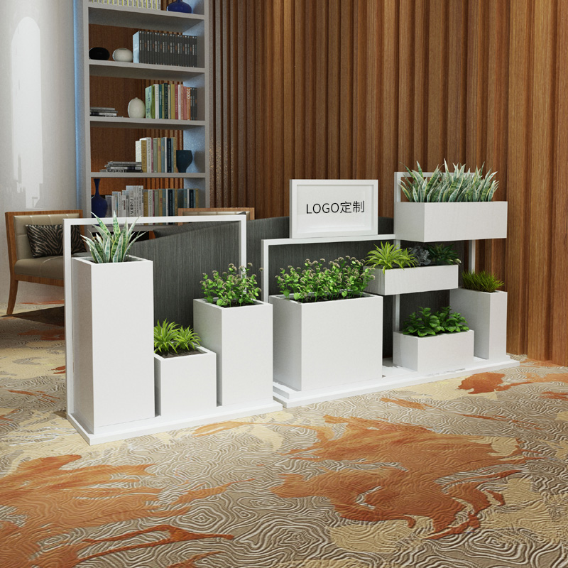 Outdoor wrought iron flower box creative flower rack restaurant partition indoor simple combination mobile swing fence metal flower trough