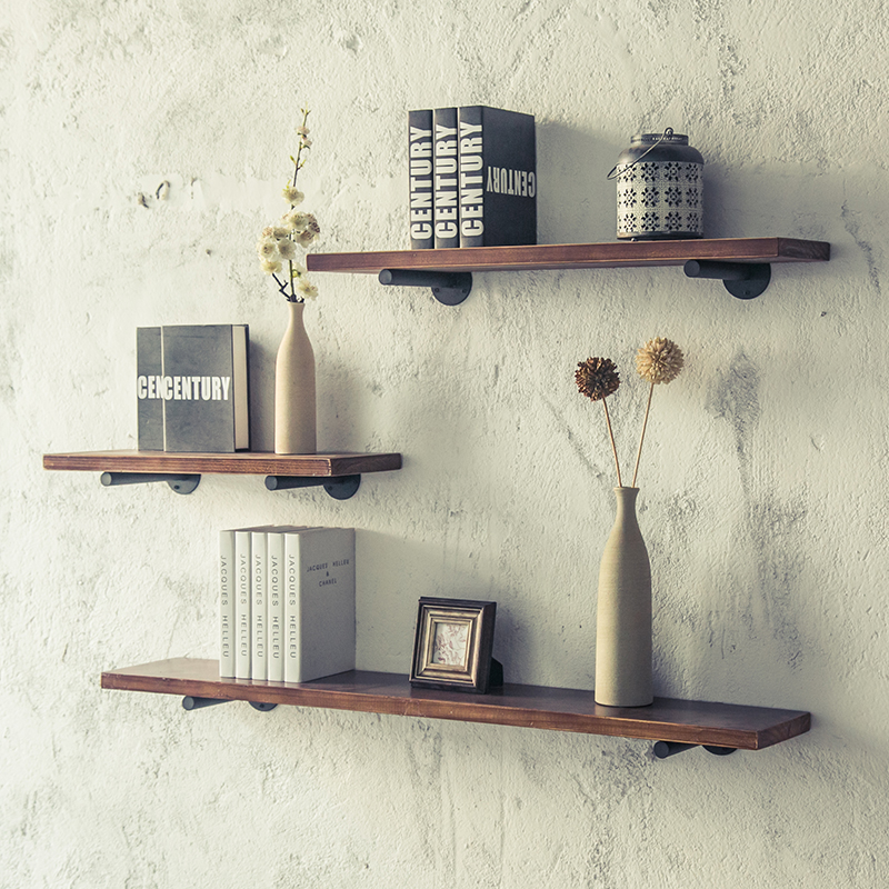 loft wall shelf American retro solid wood lined with wall wall-mounted kitchen containing shelf