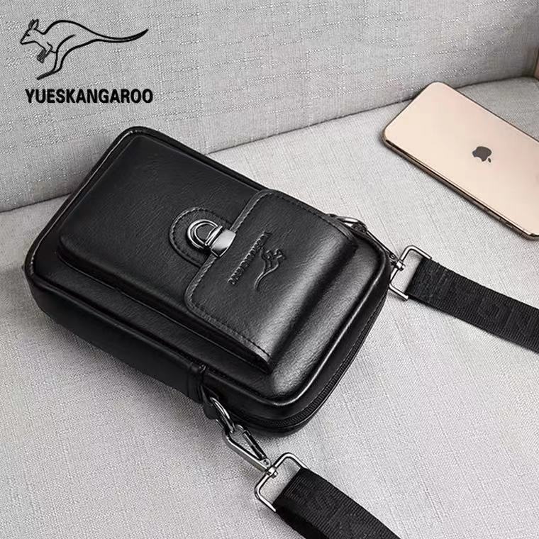 Yuesen kangaroo leather men's bag mobile phone bag messenger bag small backpack wear belt multifunctional mini portable shoulder bag