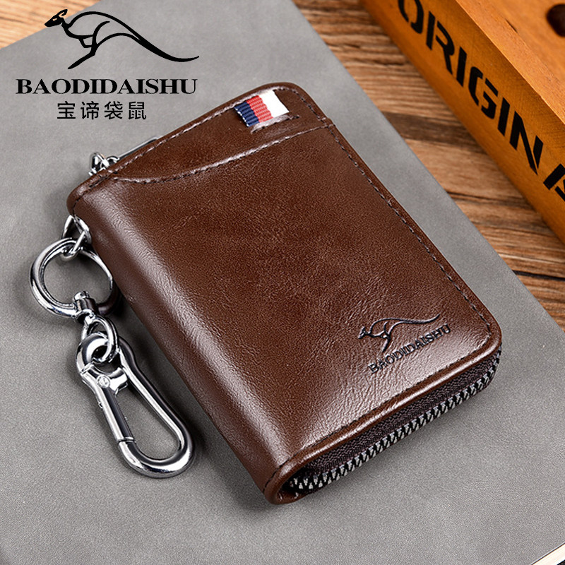 Baodi Kangi Men's Wallet Multi-function Keypack Short Leather Wallet Anti-theft Brush Anti-magnetic Card Pack