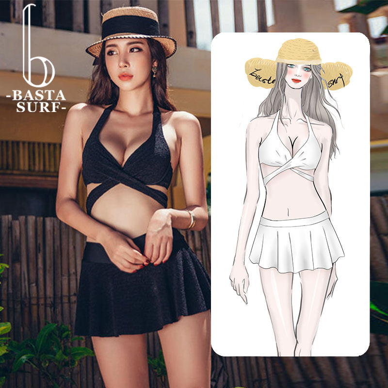 Sexy bikini size plethora of steel entrusted with high waist two-piece skirt-style swimsuit with slim foam spa swimsuit