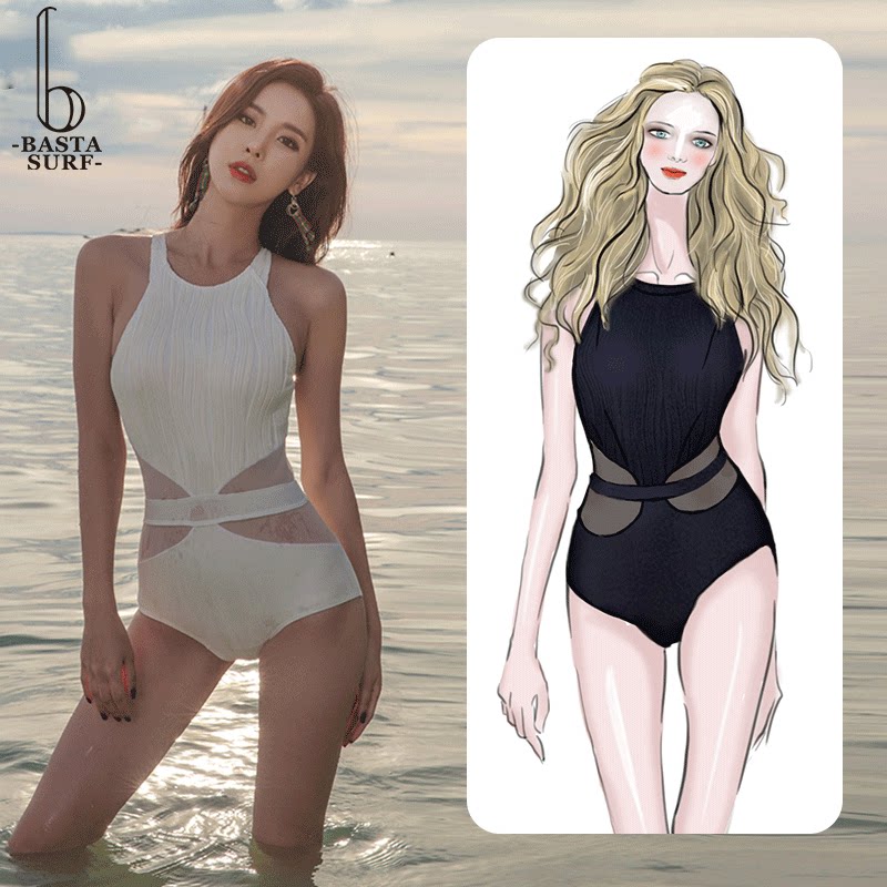 Korean ins style swimsuit women's 2021 new fashion explosion sexy one-piece bikini cover belly thin swimsuit