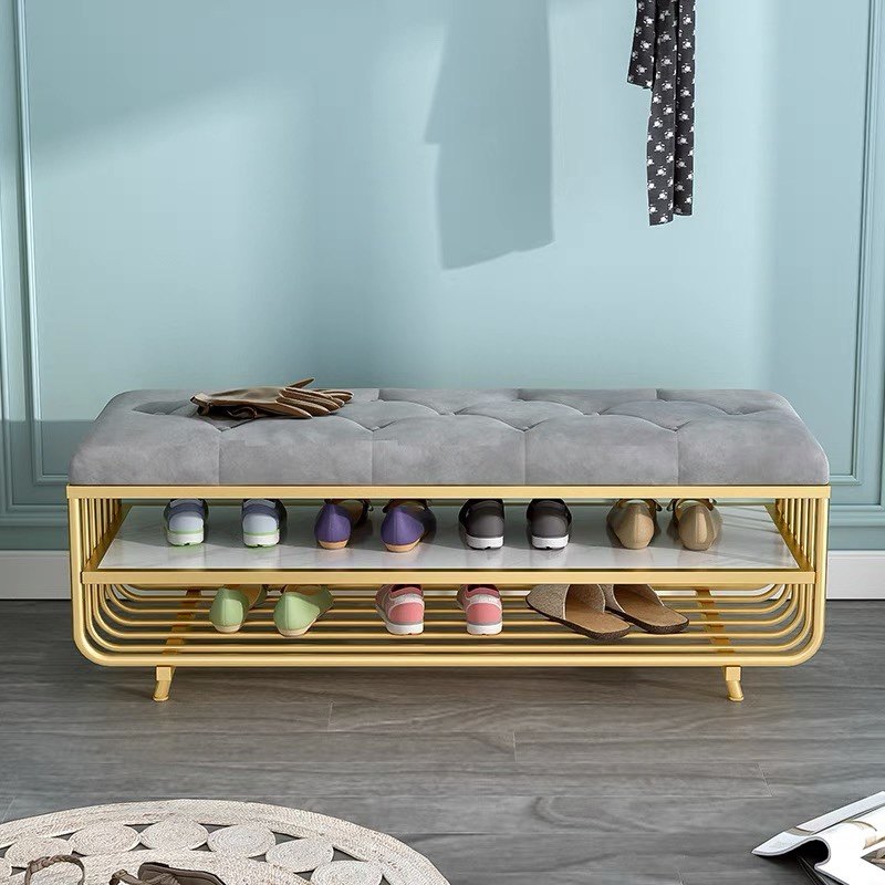 Nordic Light Extravagant Shoes stool Home Entrance Door Soft Bag Cushion Wear and stool Bench Sofa stool Sitting Strip Stool