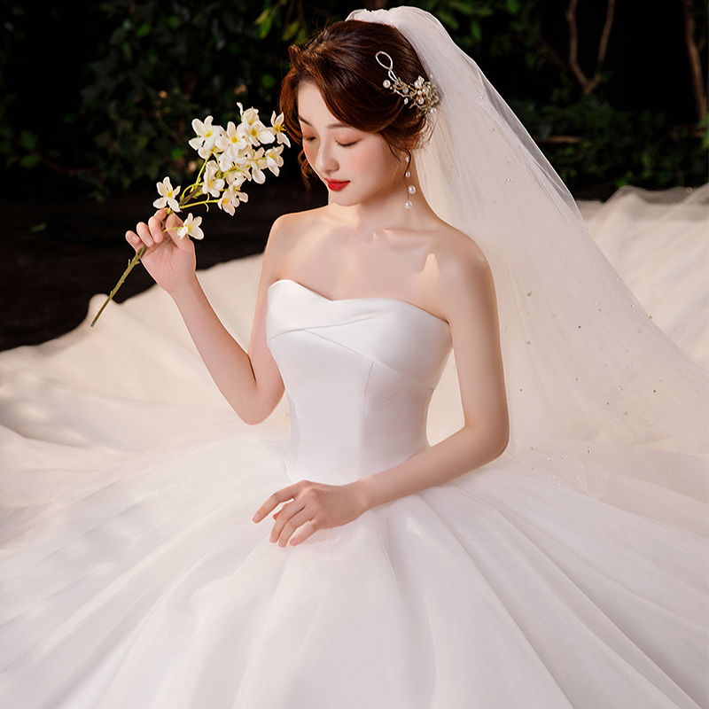 Tube top, advanced wedding dress for bride, french style, high-end, fitted Tube top, advanced wedding dress for bride, french style, high-end, fitted