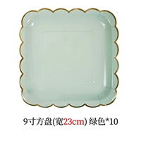 9-дюймовая чистая зеленая квадратная тарелка