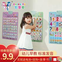 Wisdom fish early education literacy point reading board children look at the picture pinyin wall chart recognition Children Baby sound voice voice voice