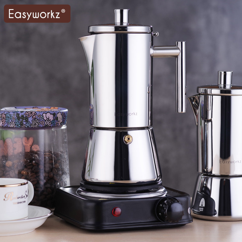 Easyworkz Mocha pot Italian hand-brewed coffee pot household stainless steel 304 coffee electromechanical heating set