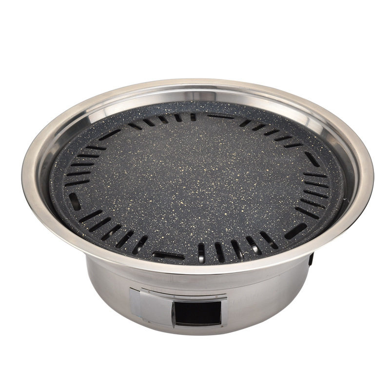 Korean barbecue grill Commercial round barbecue grill Indoor smoke-free barbecue grill Household charcoal grill plate One-person food carbon grill