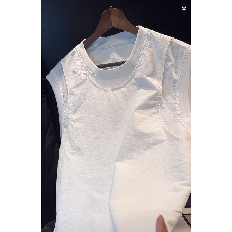 Men's Bubble Gauze Vest with Unique Design, Ice Silk Quick-Drying, Faux Two-Piece Sleeveless T-Shirt, Sports Fitness Vest, Trendy