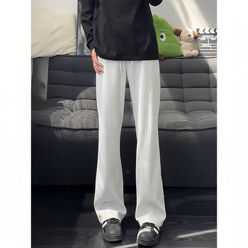 White and Gray American-Style Slanted Cut Sweatpants for Men, American Vibe Style Pants, Straight-Leg Slim Fit, Slimming Flared Pants