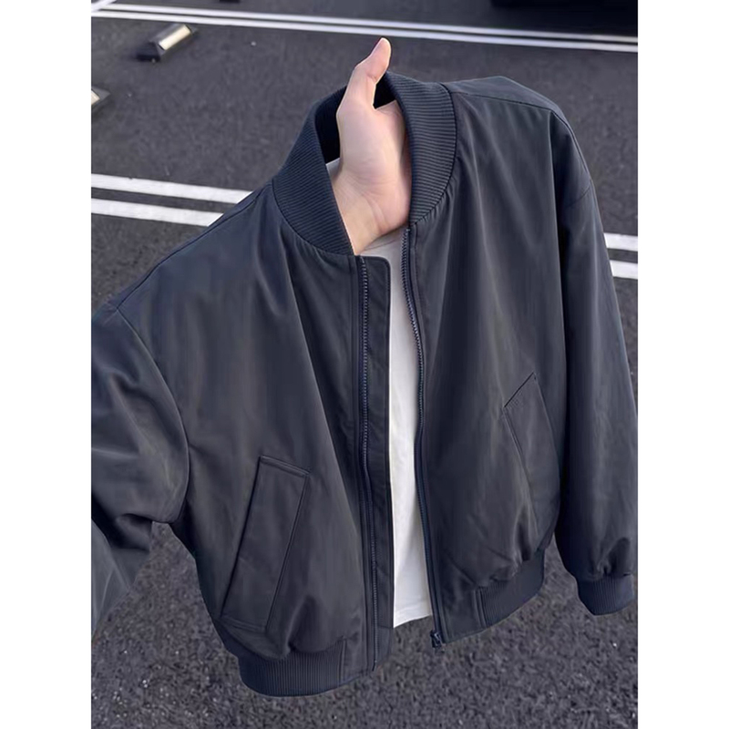 Navy Blue American-Style Flight Jacket for Men, Autumn Cleanfit American-Style Short Jacket, Workwear Three-Proof Windbreaker Navy Blue American-Style Flight Jacket for Men, Autumn Cleanfit American-Style Short Jacket, Workwear Three-Proof Windbreaker