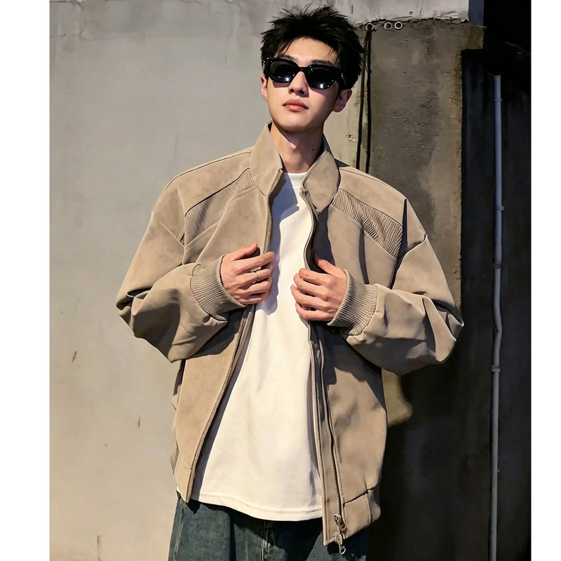 American Retro Windproof Leather Jacket for Men, Autumn Style, Cool Streetwear for Teenagers, Short High-End Biker Jacket