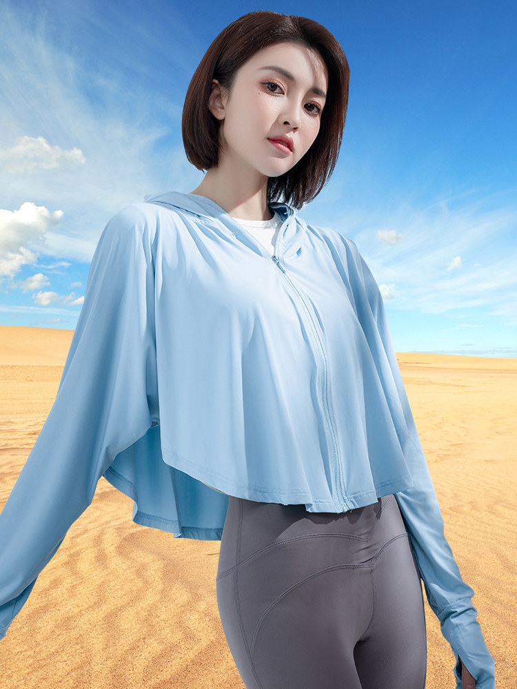 Sunscreen hat women's sunscreen clothes Women's anti-UV breathable long-sleeved short coat women's sunshade Korean version of the tide along the hat