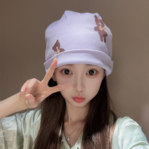 Cute internet celebrity confinement hat headband postpartum spring and autumn cotton maternity headscarf mom hat postpartum breathable and sweat-absorbent