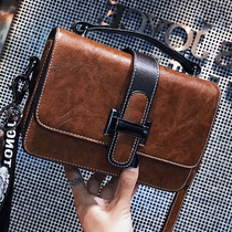 Small Bag Woman Skew Satchel 2022 New Tide Summer Fashion 100 Hitch Genuine Leather Women Bag Retro Casual Single Shoulder Small Square Bag