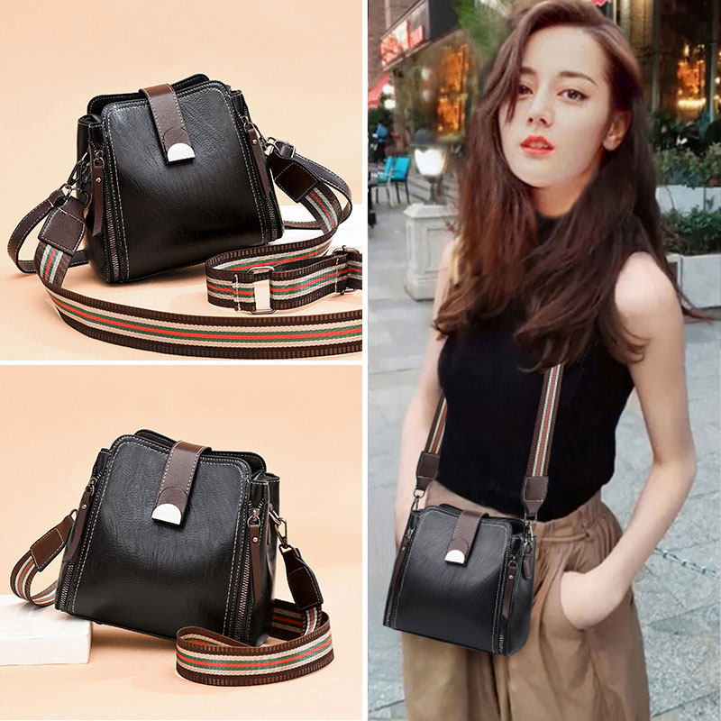 Small Bag Woman Skew Satchel 2024 New Fashion 100 Hitch Genuine Leather Soft Leather Lady Single Shoulder Bag Advanced Texture Tide Card Women Bag-Taobao