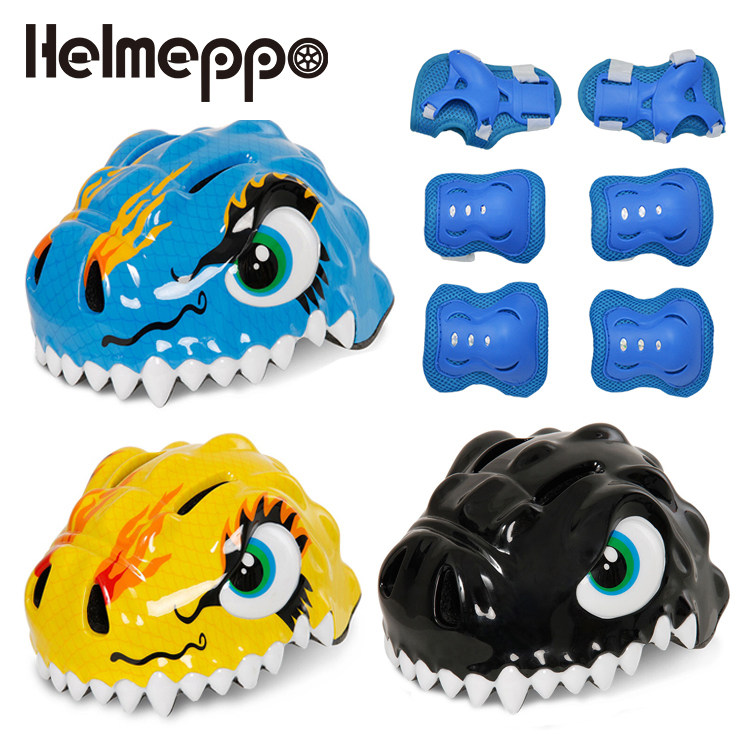 Children's dinosaur animal helmets Four Seasons Wheel Slide Guard Six Sets Skateboard Balance Car Slide Walker Safety Safety Helmet Safety Safety Helmet