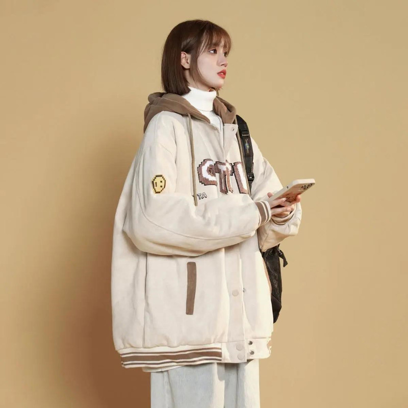 Plus Size Fat mm 150kg Hooded Sweatshirt for Women, Autumn and Winter Fleece-Lined, Loose, Lazy Style, Color-Blocked Cardigan Baseball Jacket Plus Size Fat mm 150kg Hooded Sweatshirt for Women, Autumn and Winter Fleece-Lined, Loose, Lazy Style, Color-Blocked Cardigan Baseball Jacket
