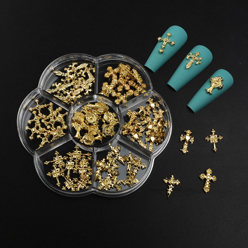 Cross-Border Export of Baroque Nail Art Accessories, Popular Cross-Shaped Super Shiny Star Nail Decorations, Nail Art Accessories