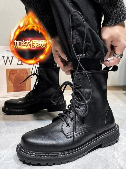 夏季新款男士大码马丁靴46真皮黑色加宽靴子48高帮男鞋49单款男靴