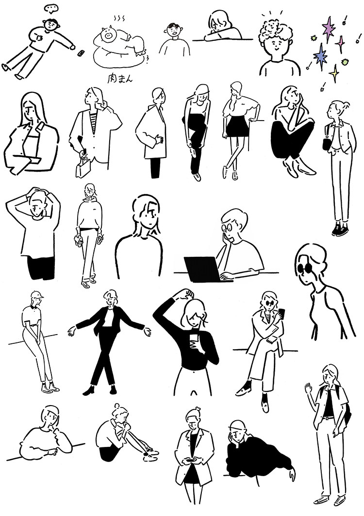 Hand ledger sticker salt series little fresh and cute black and white small man can be salt sweet DIY and paper A4 not cut