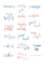 (Uncut) Pocket stickers self-made A4 sulfuric acid paper matt self-adhesive handwritten English watercolor 15