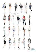 (Uncut) Pocket sticker self-made A4 sulfuric acid paper matt self-adhesive character fashion girl 1