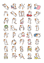 (Uncut) Pocket Account Sticker Homemade A4 Sulfate Paper Matte Self-adhesive Cartoon Cute Cat 15