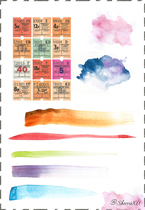 (Uncut) Handbill Stickers Homemade A4 Sulphuric Acid Paper Subgloss Adhesive Watercolor Cloud multisection 15