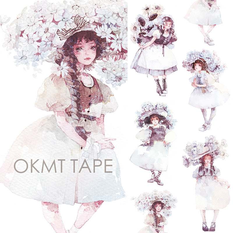 Split up the new seven days and paper tape characters Cute Teenage Girl Original Handbooks Perimeter handbooks Dai Flowers Hats Stickers