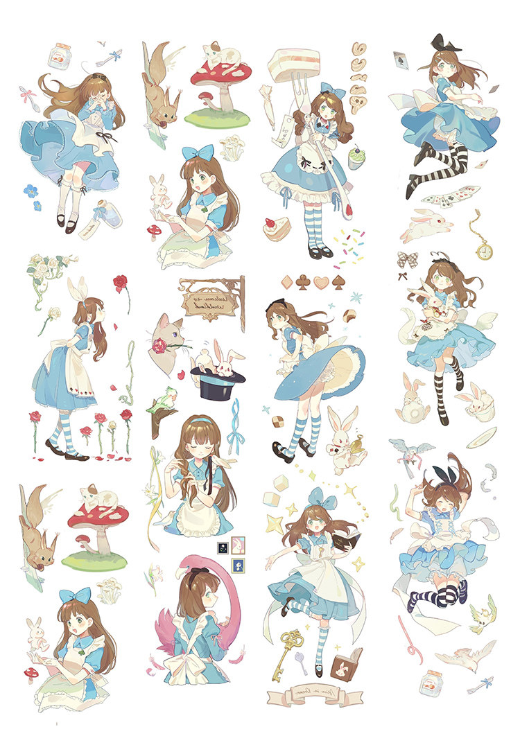 Uncut hand account material sticker printing Homemade A4 sulfuric acid paper matte paper Small world stickers Small fresh stickers