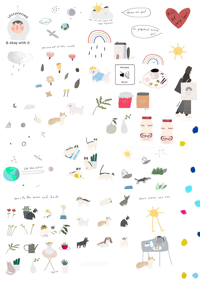 Uncut salt-based material hand account stickers printing sulfuric acid paper self-adhesive sub-surface decorative stickers diary stickers