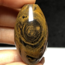 a Black carbon eye growth ring set with clear nine-eye stone shale Meng Dzi beads size 40 23mm