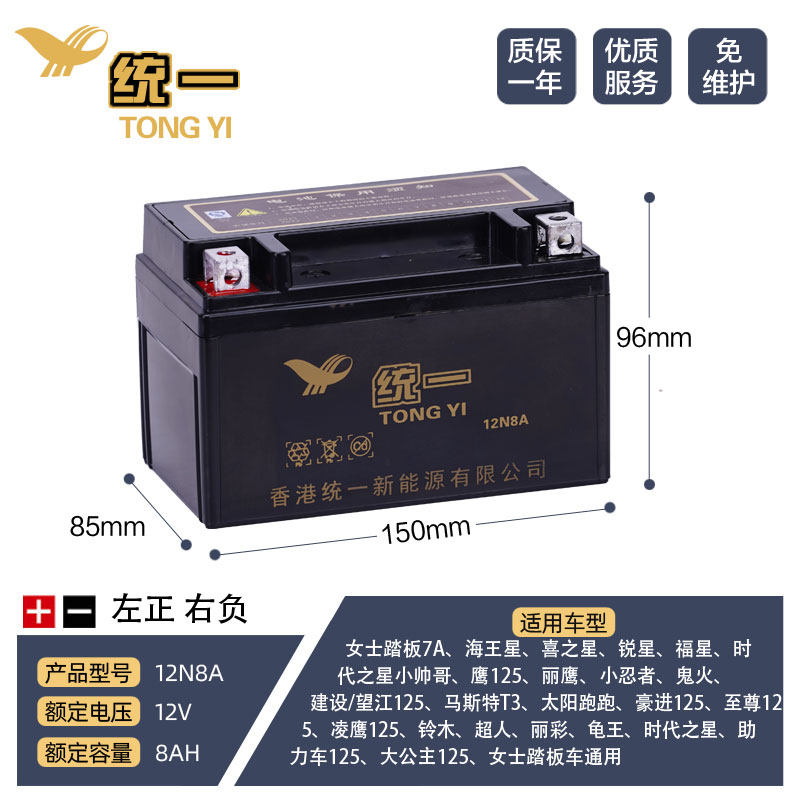 Unified bending beam motorcycle battery without maintenance ytx7a-bs125 pedal storage battery 12V7AH9ah silver drilling leopard-Taobao