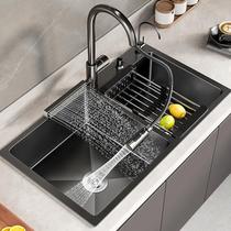 Kitchen sink double-slot washbasin handmade nano-thickened 304 stainless steel household dishwasher large size under the counter