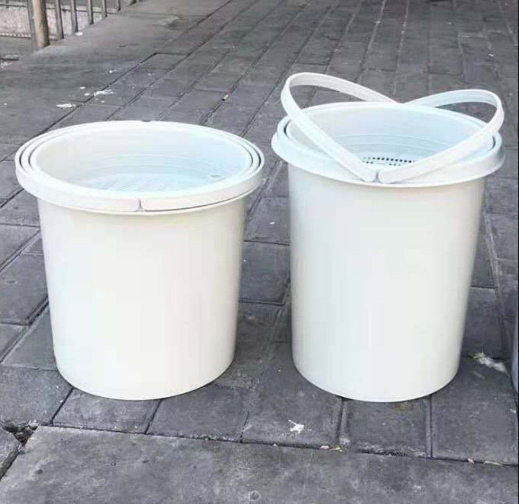 茶水桶米白色大茶水桶茶渣水分离垃圾桶办公室茶具配件茶台桶15升